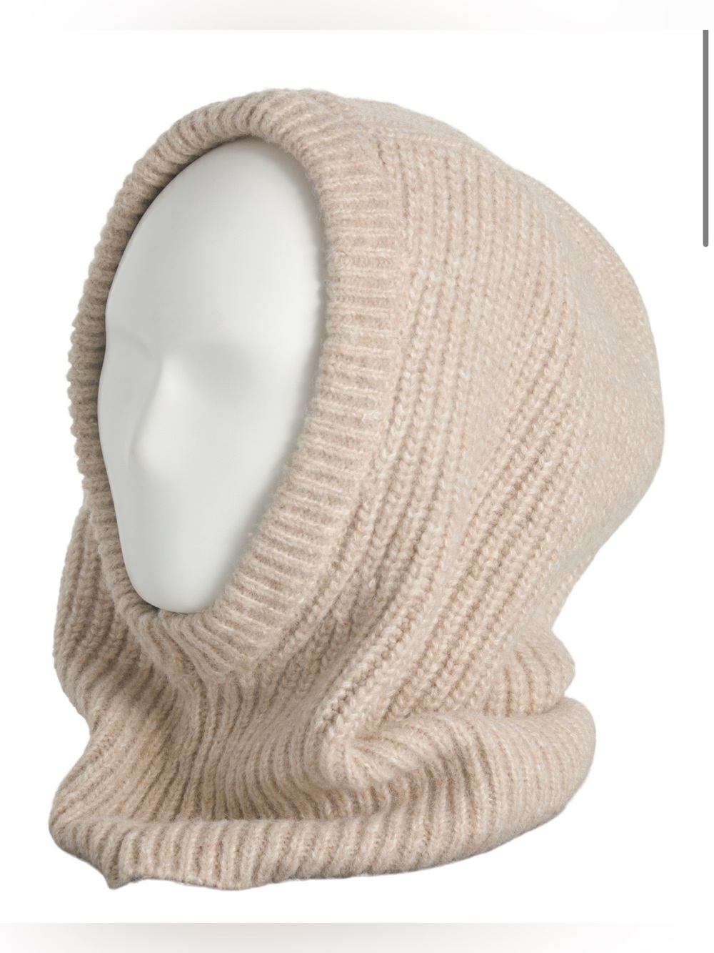 NWT Ribbed Balaclava Hood Beige